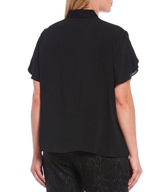 Calvin Klein Plus Size V-Neck Tulip Short Sleeve Blouse Product Image