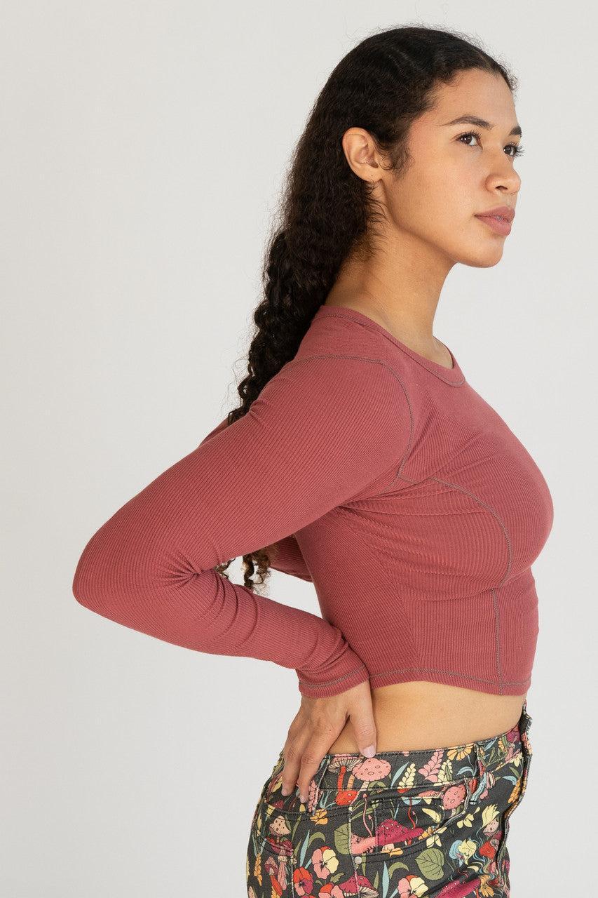 Contrast Seam Long Sleeve Top Product Image