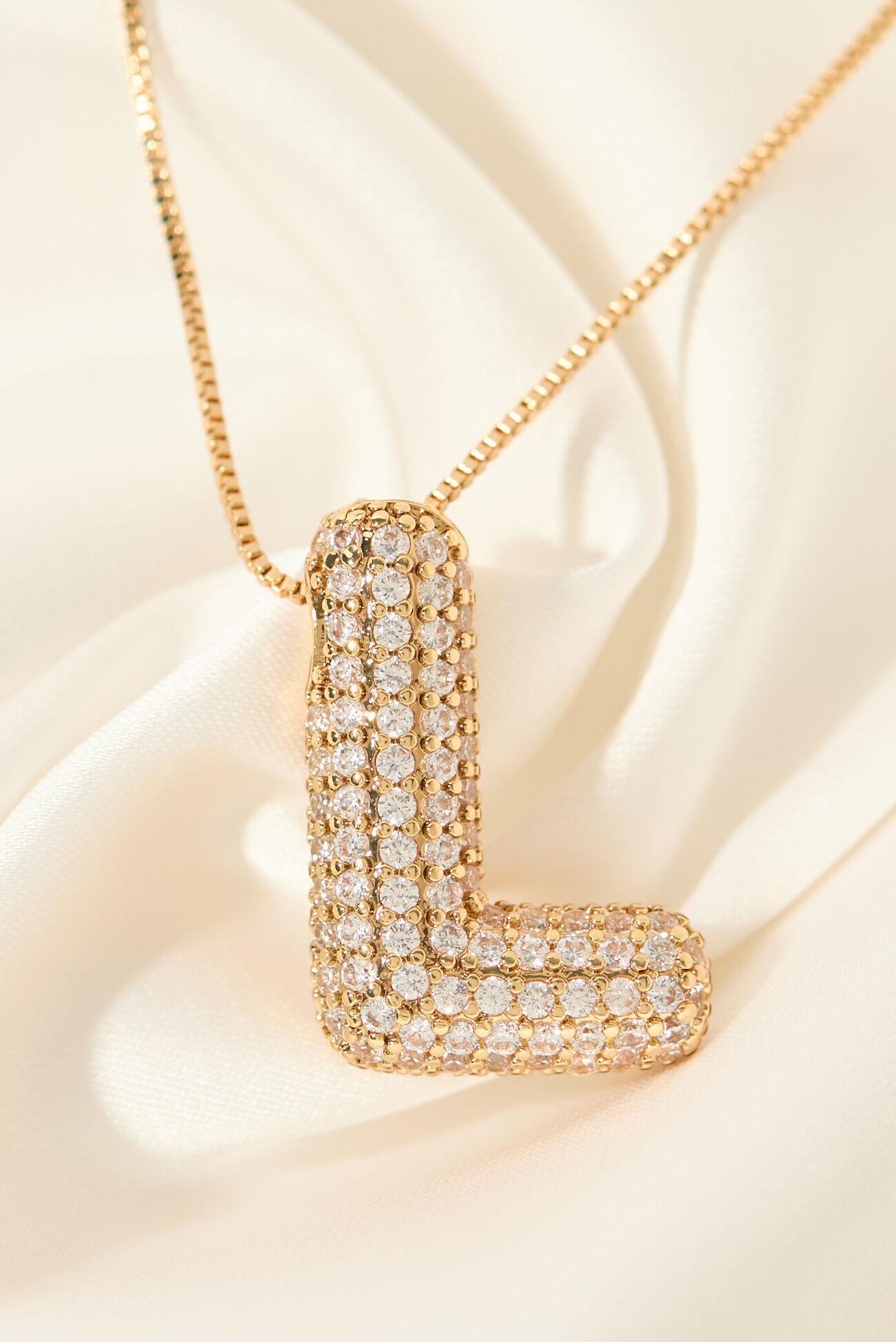 18K Gold Monogram Charm Necklace - L Product Image