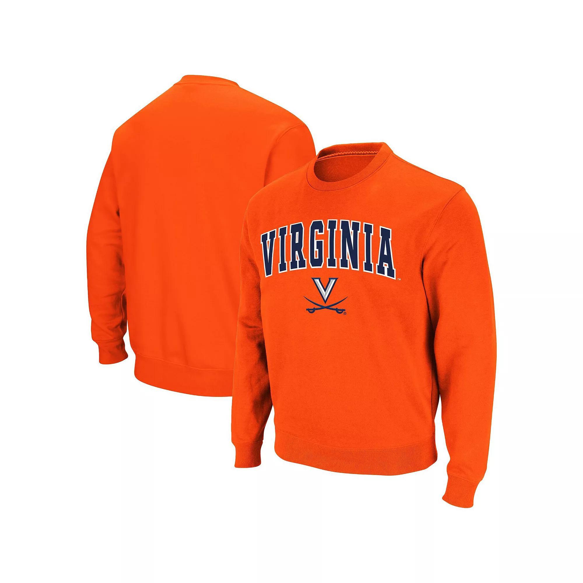 Men's Colosseum Orange Virginia Cavaliers Team Arch & Logo Tackle Twill Pullover Sweatshirt,  Product Image