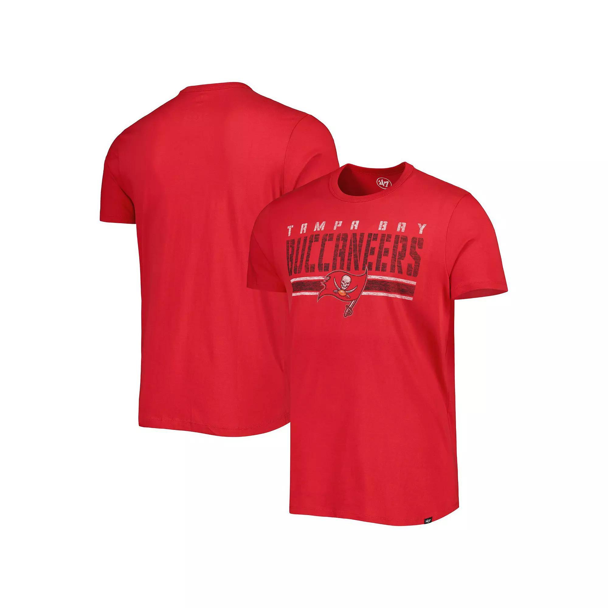 Men's '47 Red Tampa Bay Buccaneers Team Stripe T-Shirt,  Product Image
