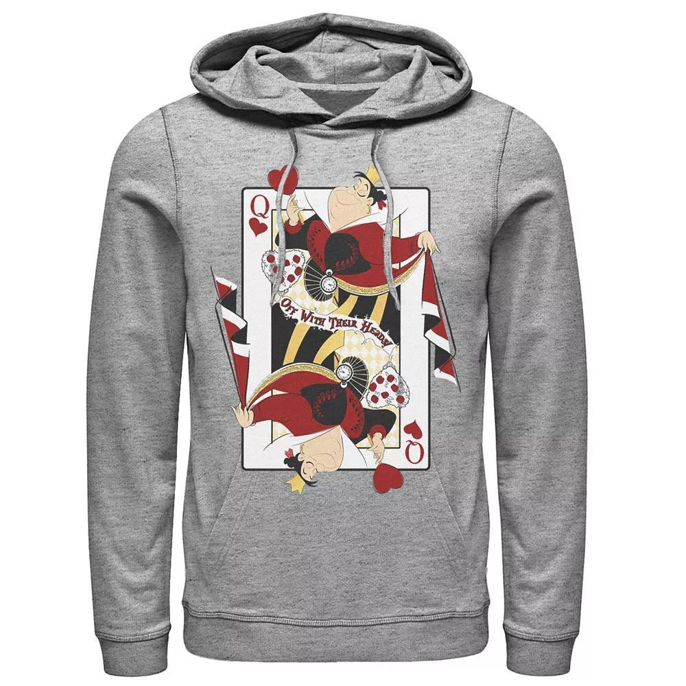 Disney's Alice In Wonderland Queen Of Hearts Playing Card Men's Hoodie, Size: Large, Athletic Grey Product Image