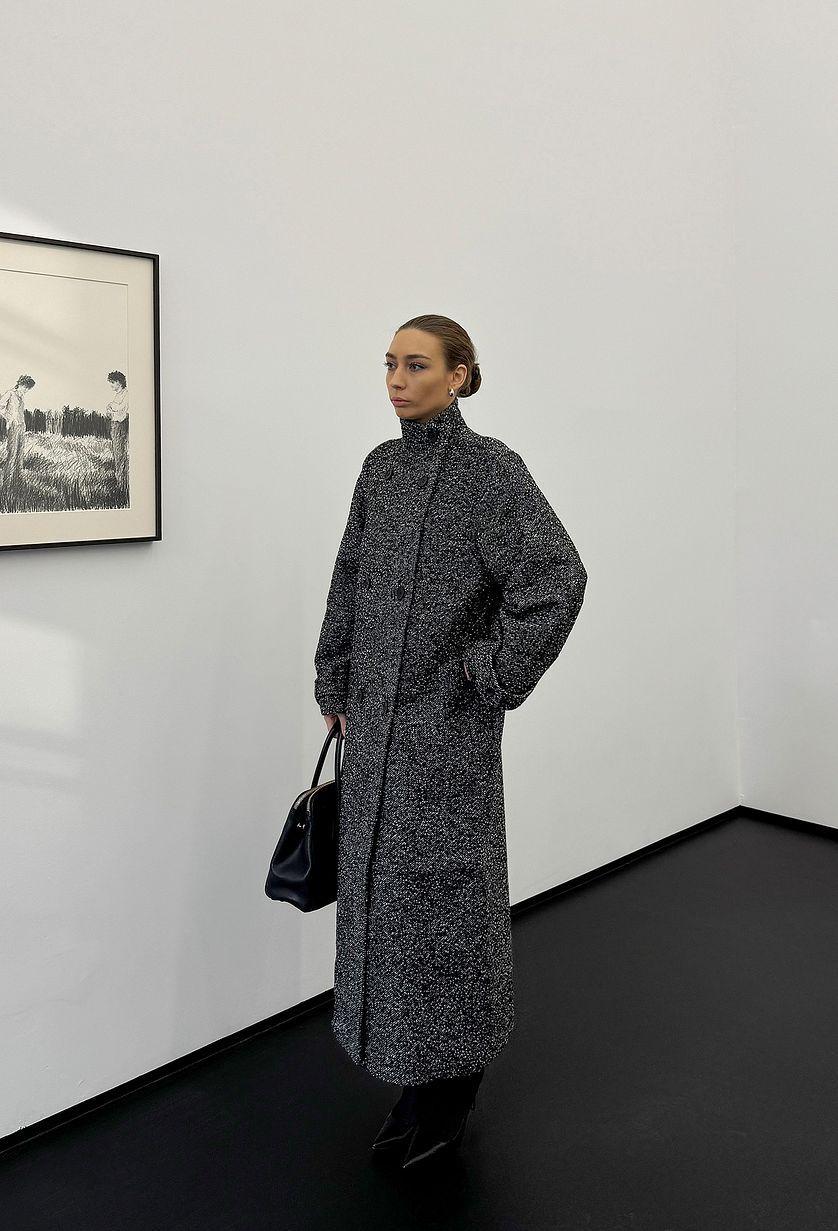 High Neck Herringbone Coat Product Image