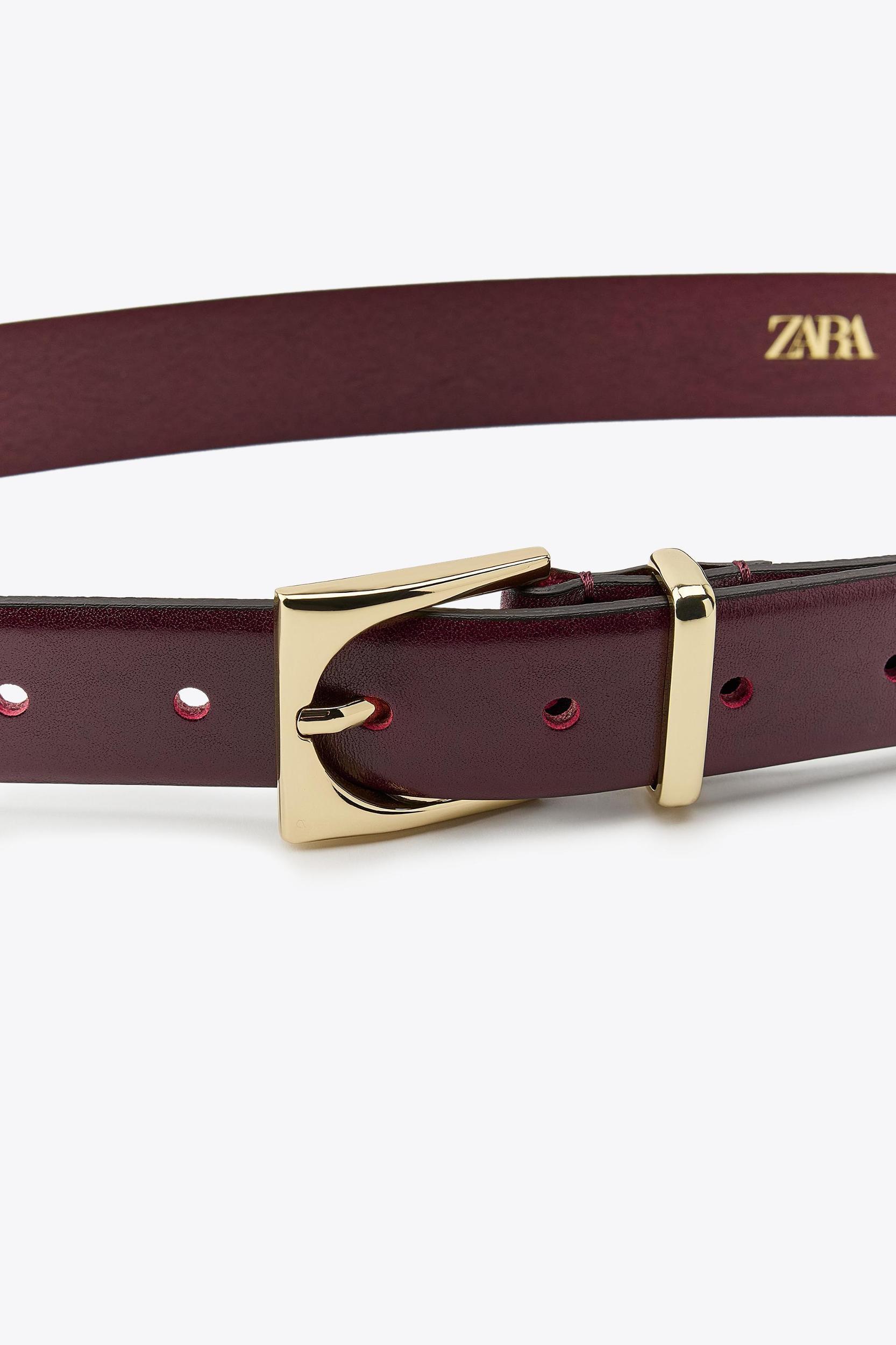 LEATHER BELT WITH GEOMETRIC BUCKLE Product Image