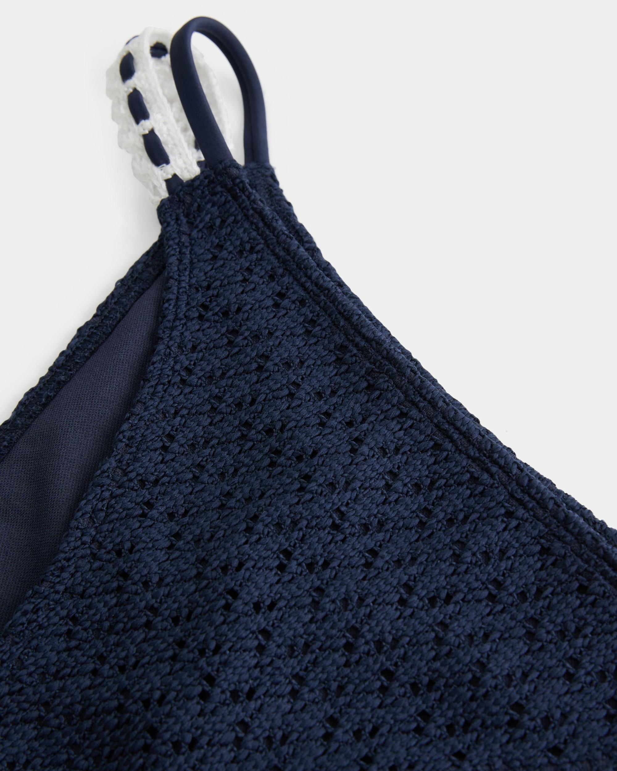 Crochet-Style Mixed High-Leg Cheeky Bikini Bottom Product Image