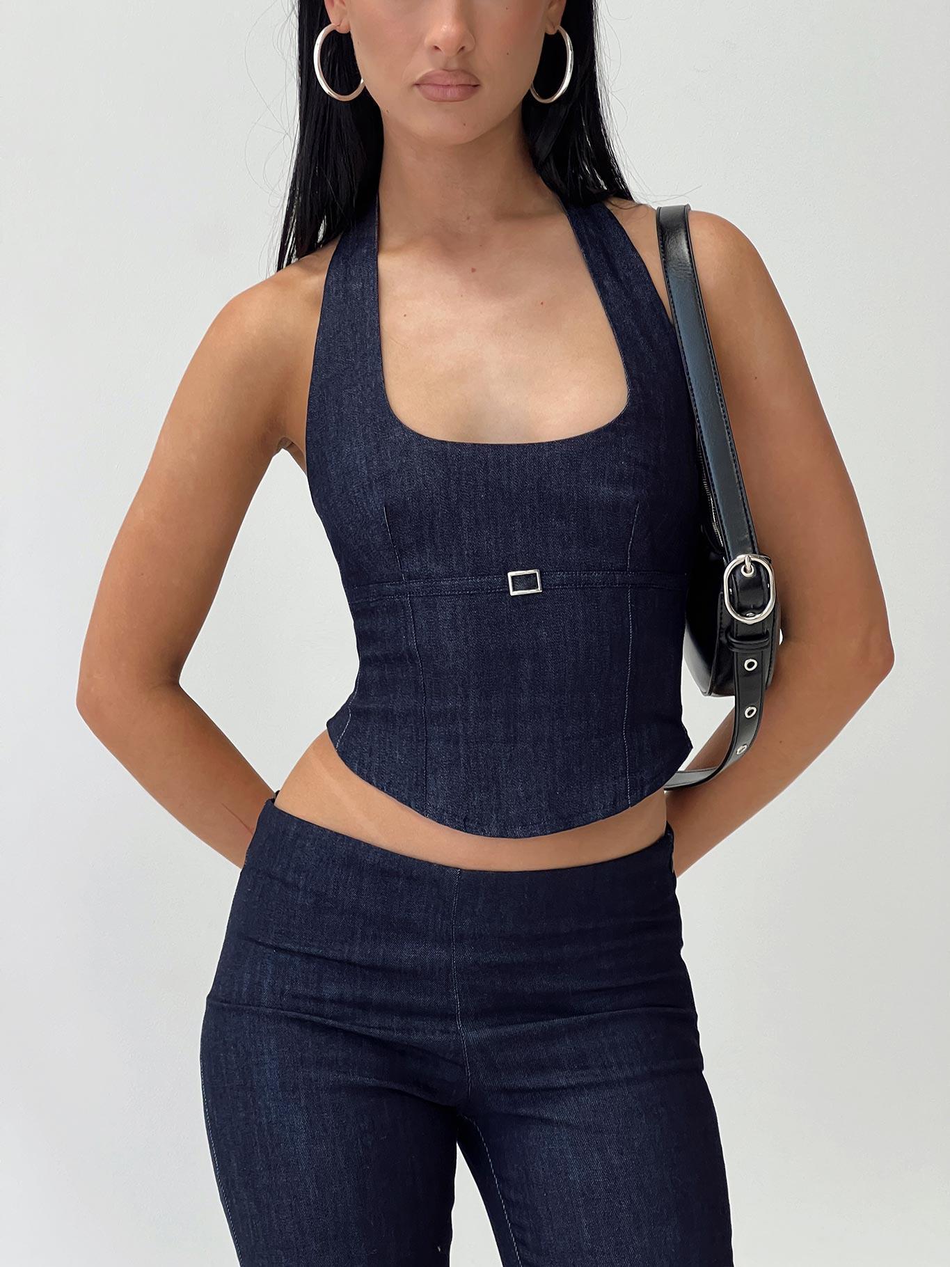 Nasya Halter Top Indigo Product Image