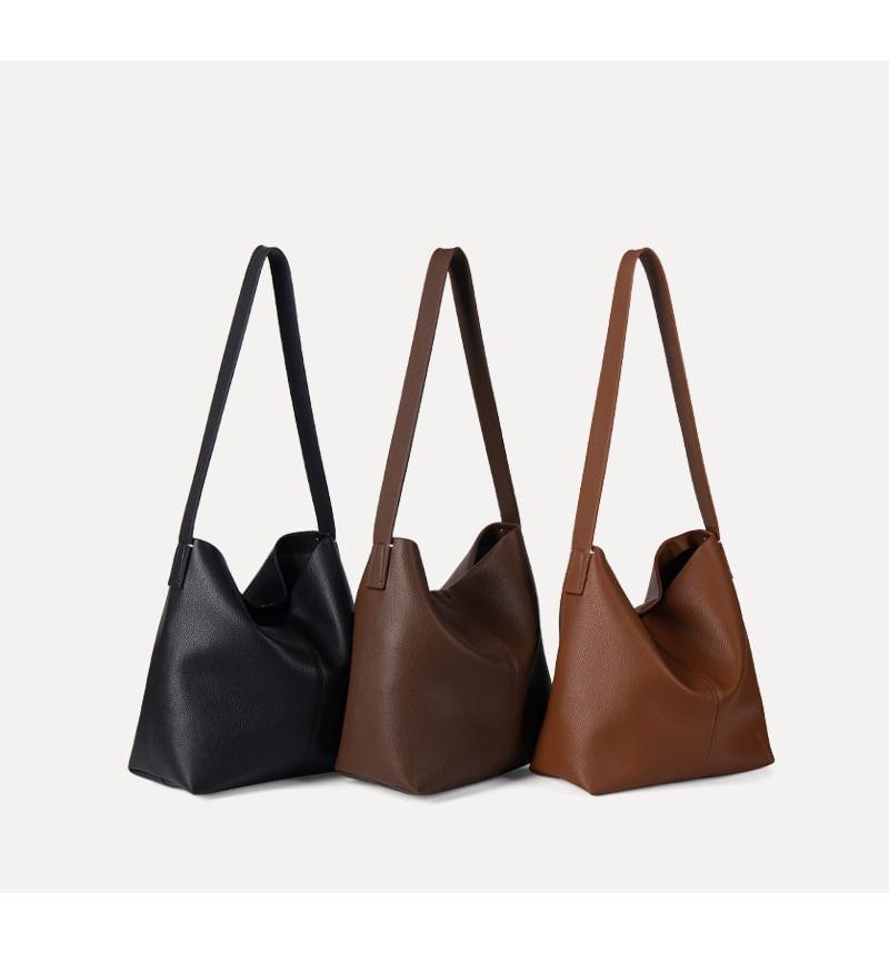 Plain Faux Leather Tote Bag Product Image