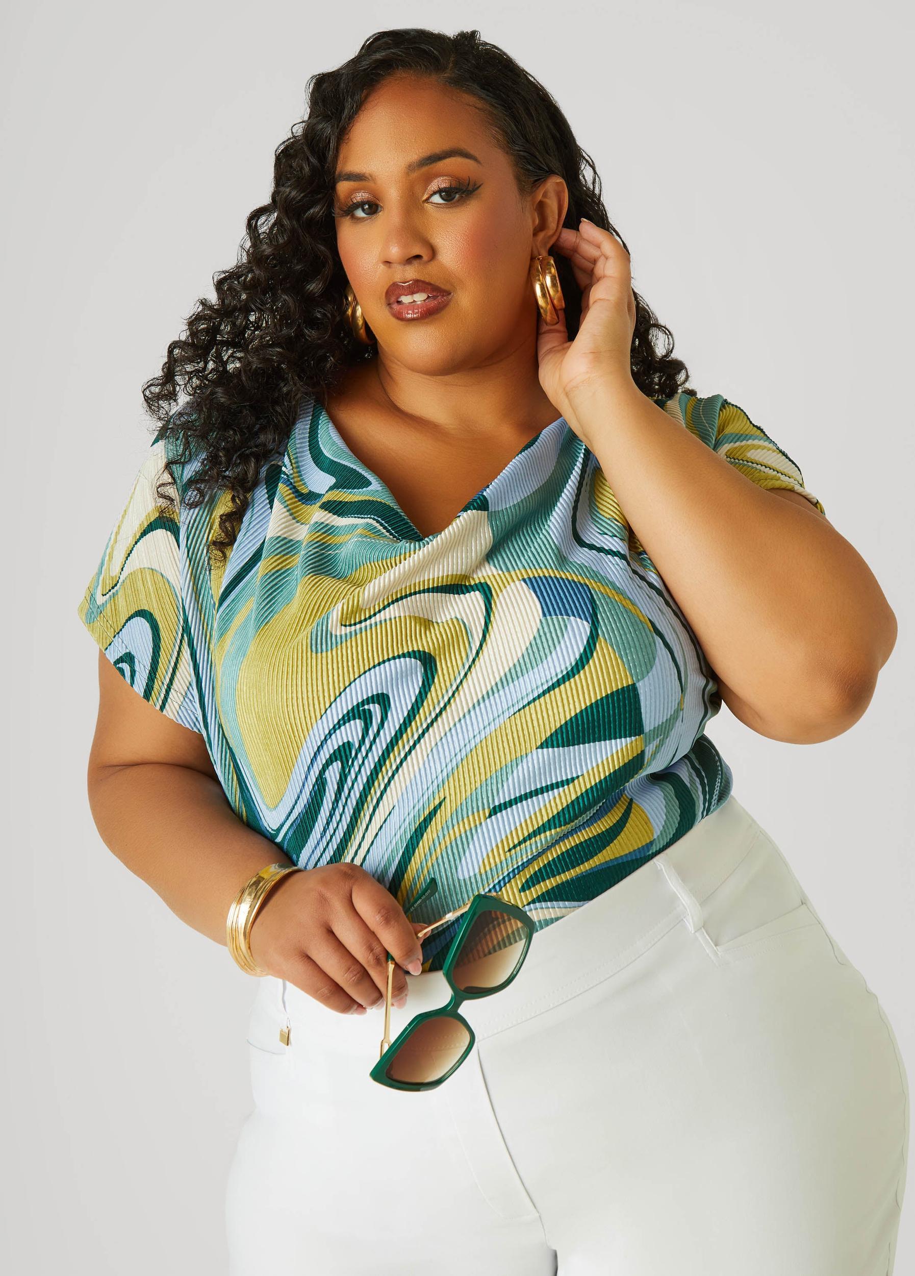 Plisse Swirl Print Top Product Image