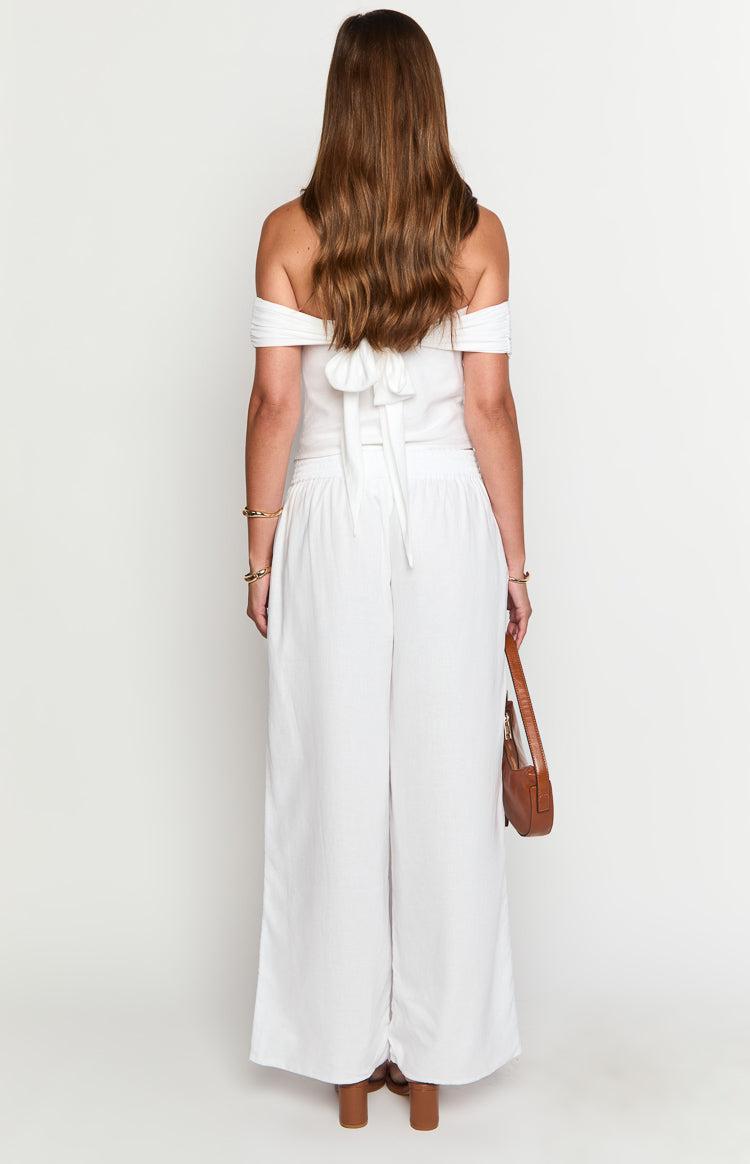 Moana White Linen Blend Pants Product Image