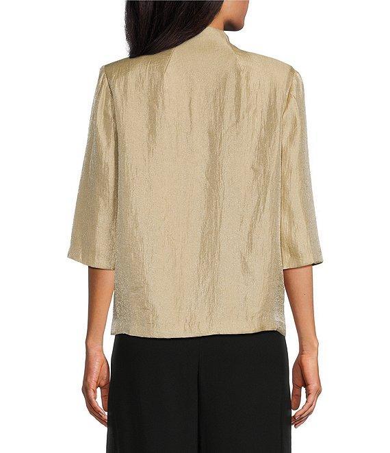 Alex Evenings Petite Size 3/4 Sleeve V-Neck Asymmetric Overlay Hem Blouse Product Image