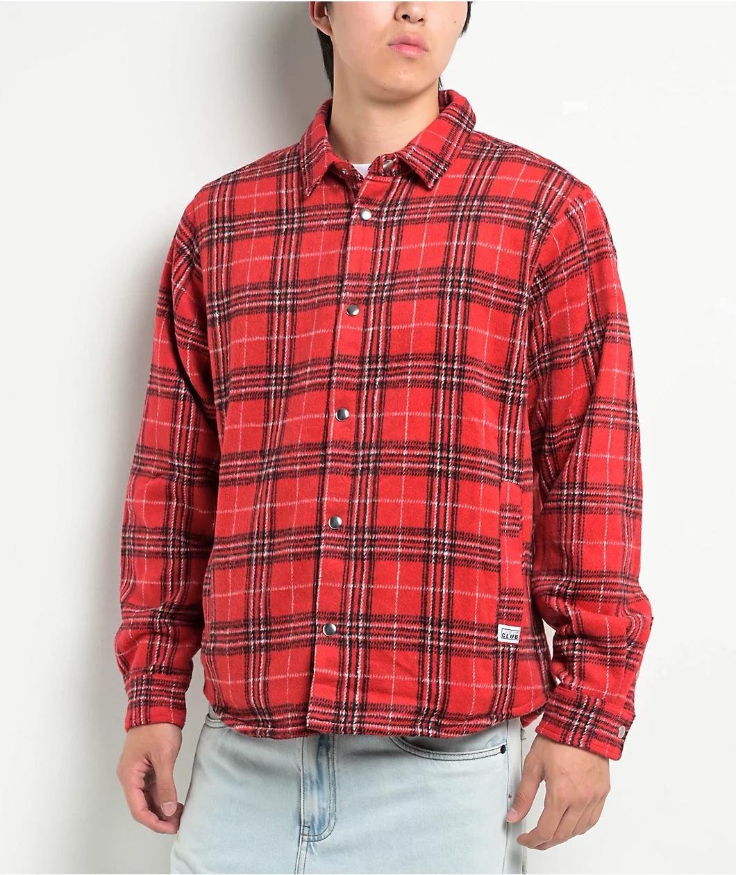 Pro Club Heavyweight Red Plaid Flannel Work Jacket Product Image