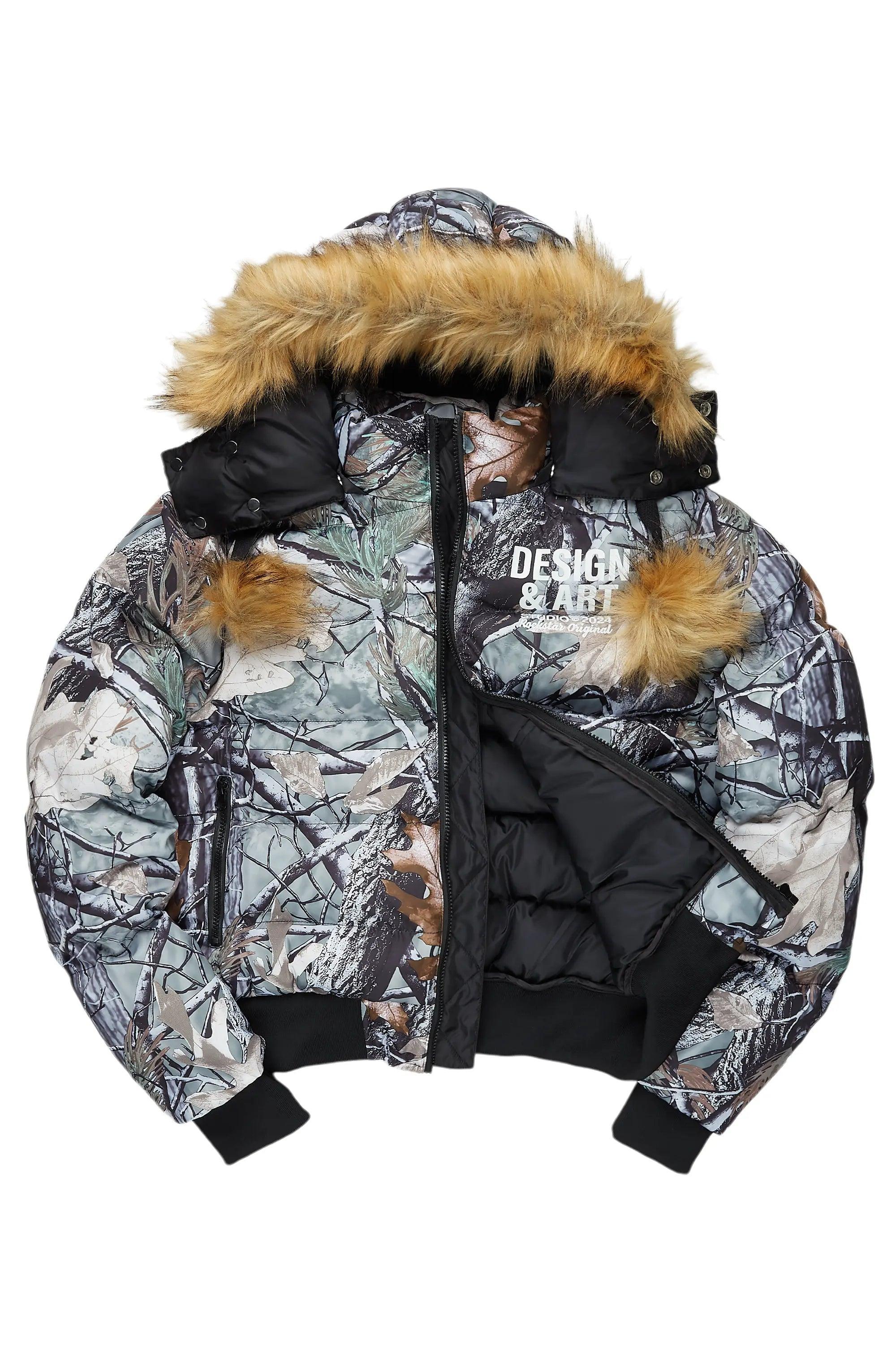 Benita Grey Tree Camo Puffer Jacket Female Product Image