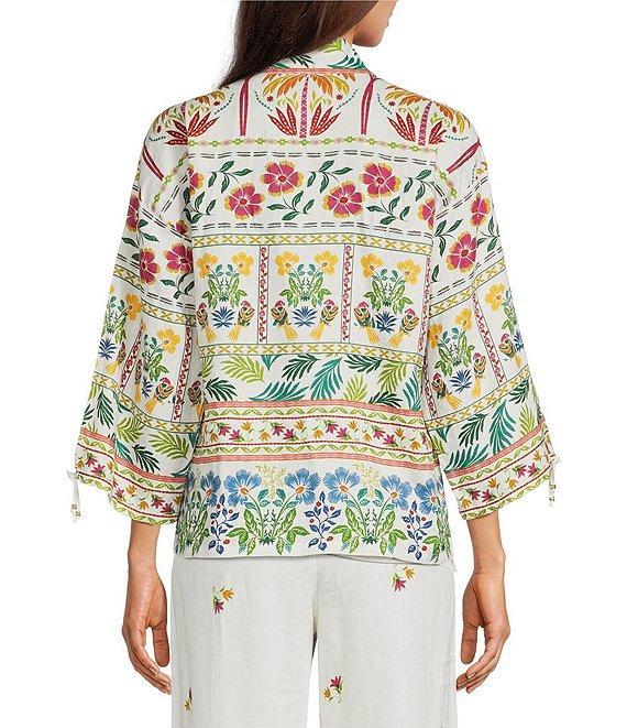 JOHNNY WAS Mixed Floral Printed Linen V-Neck Sleeveless Coordinaiting Tank Product Image