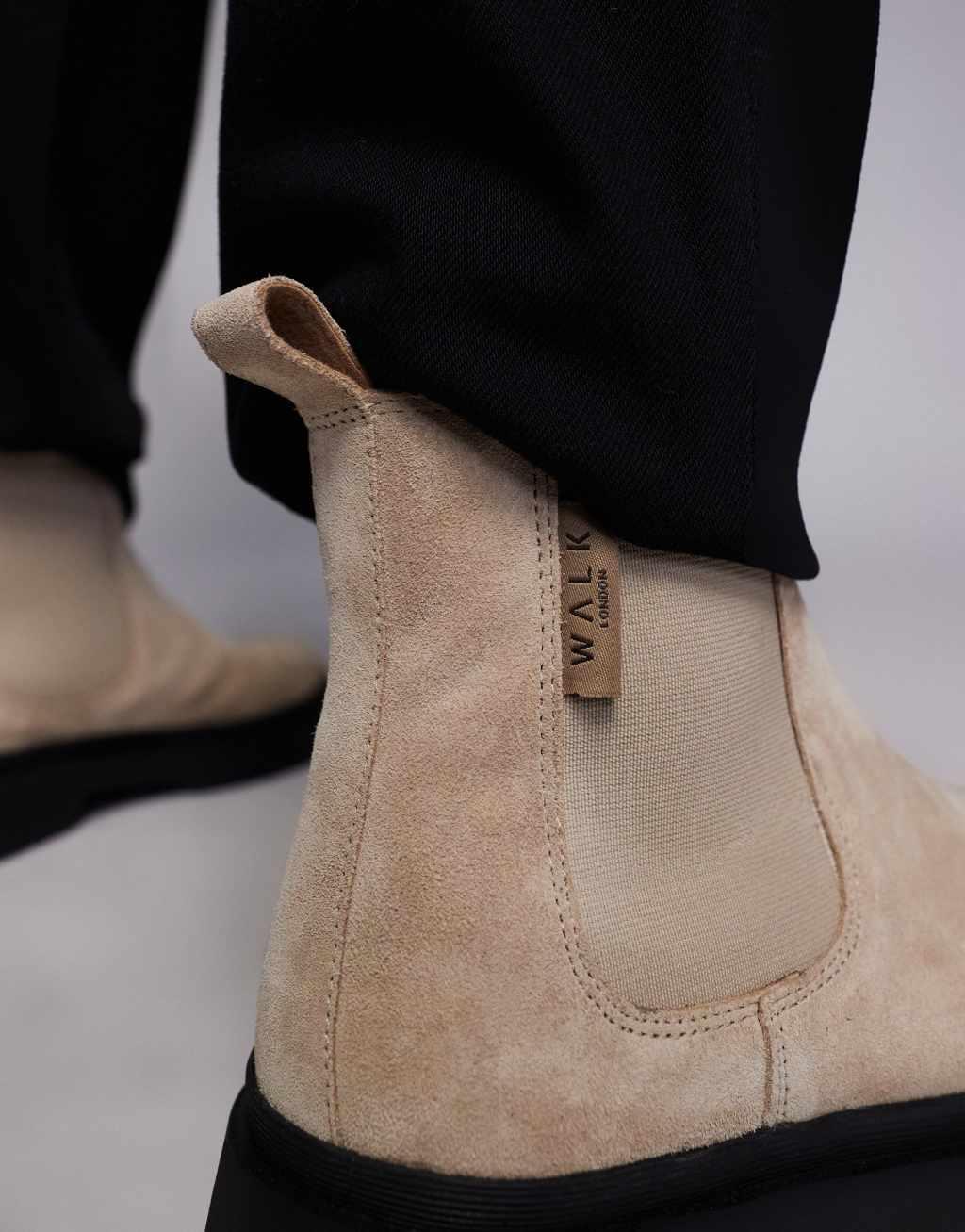 Walk London Callum Chelsea boot in stone suede Product Image