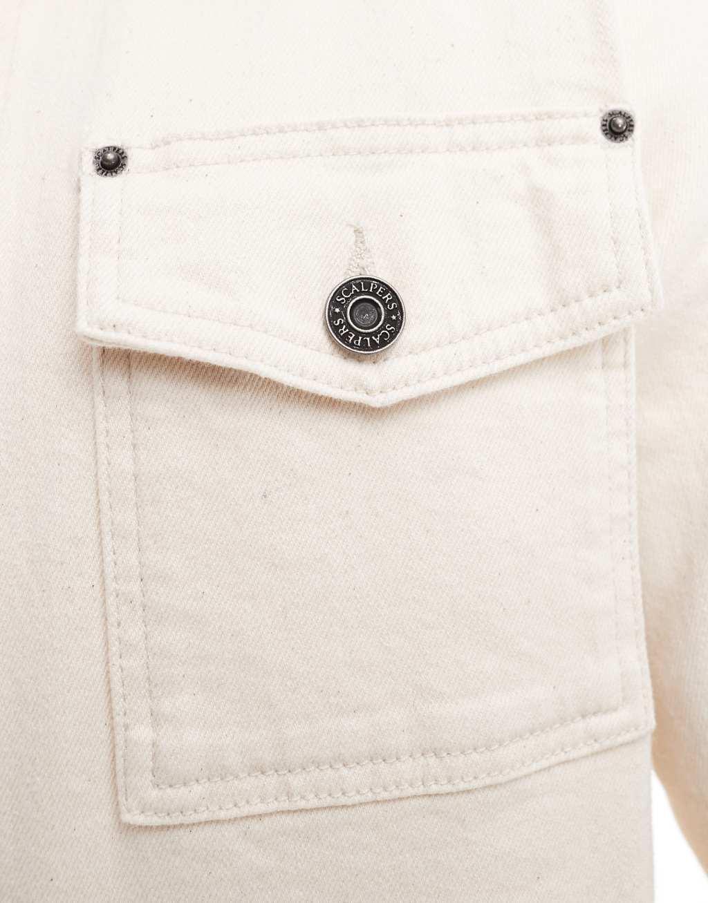 Scalpers marc denim overshirt in ecru   Product Image