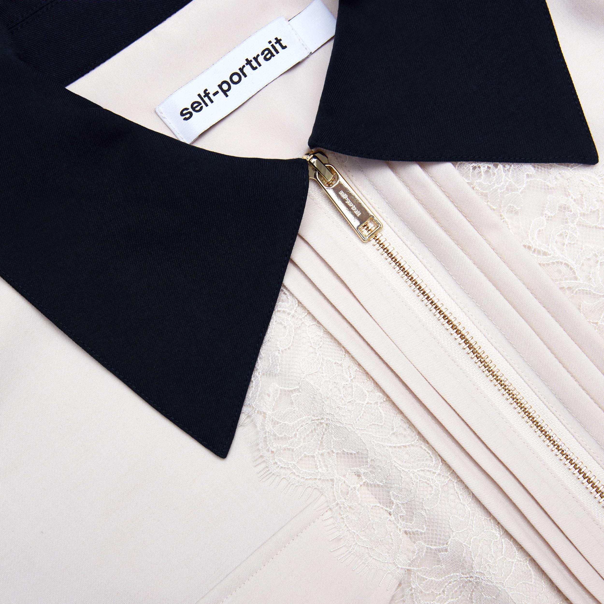 Cream Twill Contrast Collar Jacket Product Image