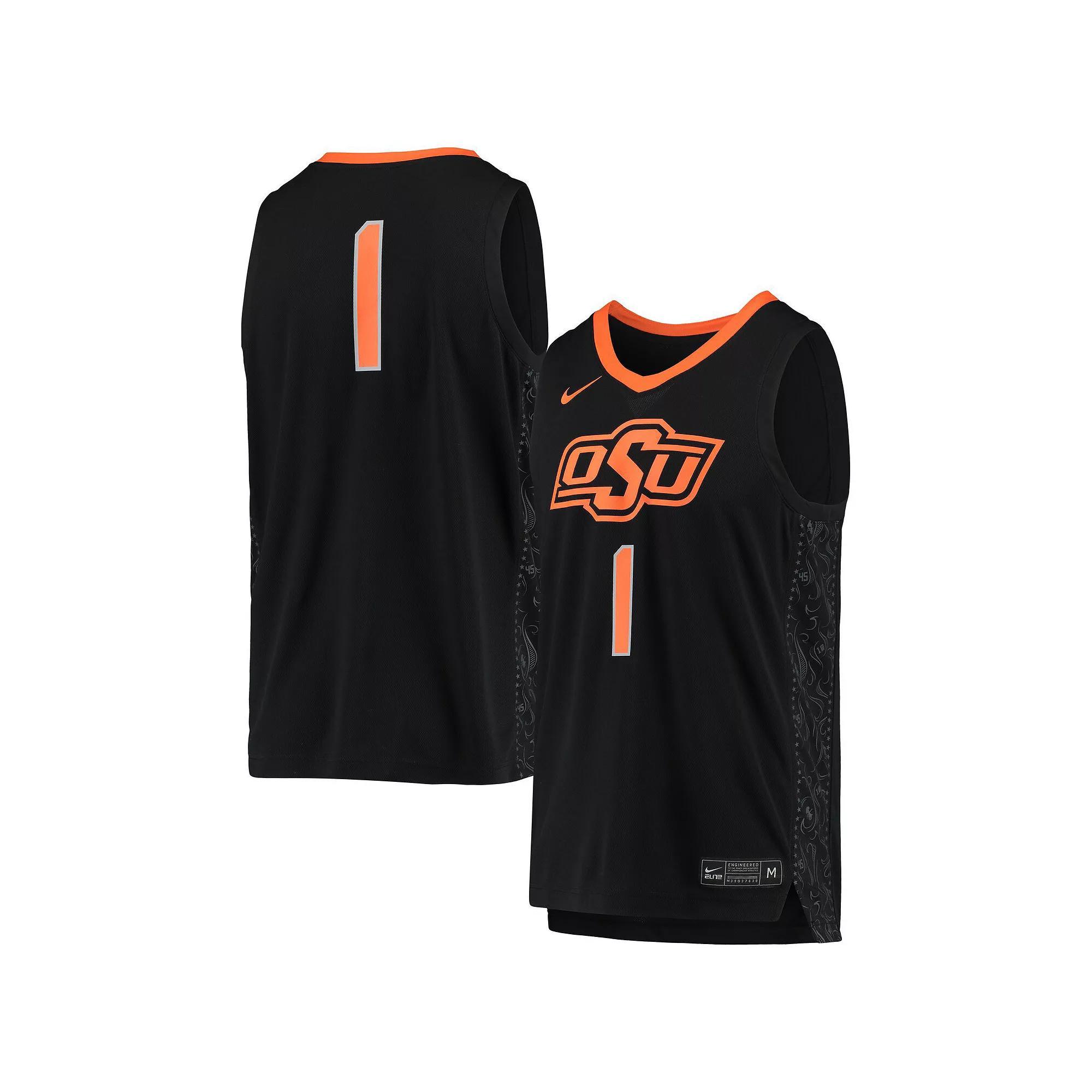 Men's Nike #1 Black Oklahoma State Cowboys Team Replica Basketball Jersey,  Product Image