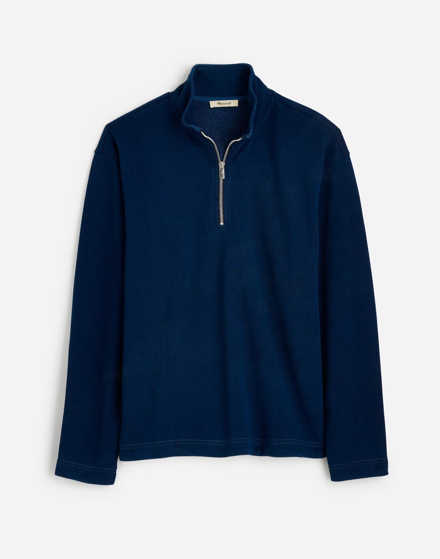 Indigo-Dyed Half-Zip Sweatshirt Product Image