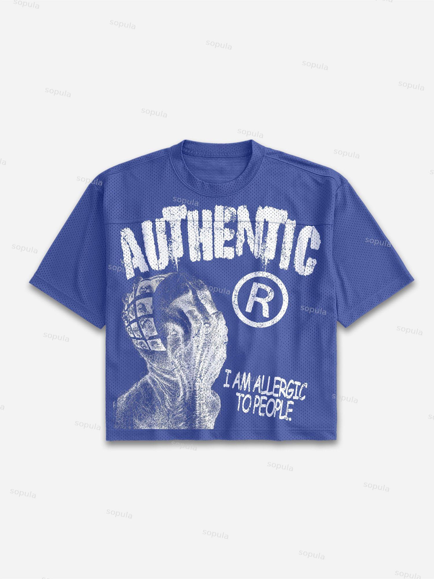 I Am Allergic To People Graphic Print Mesh Football Jersey T-shirt Product Image