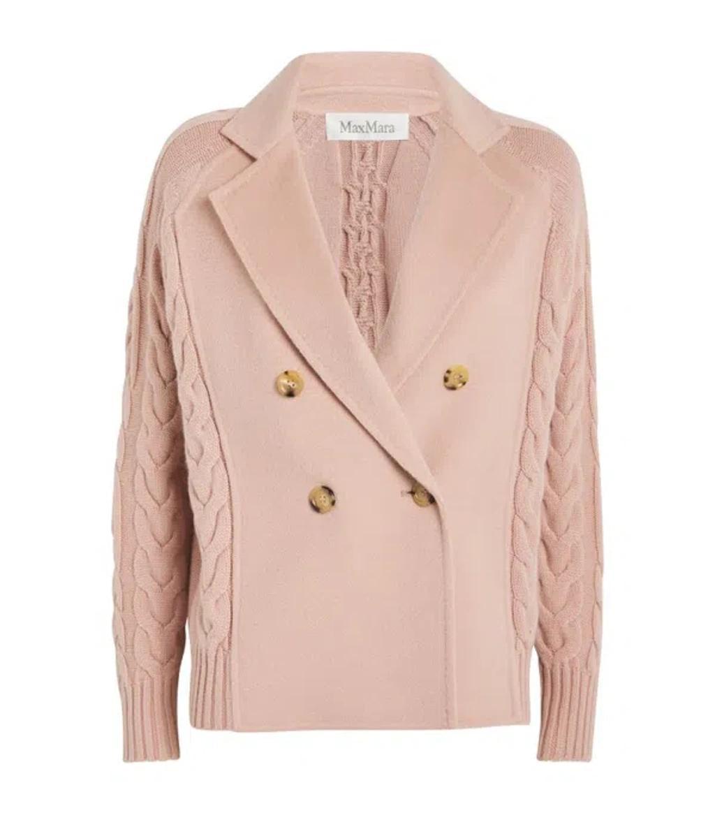 MAX MARA Wool-cashmere Blazer-cardigan In Blush Product Image