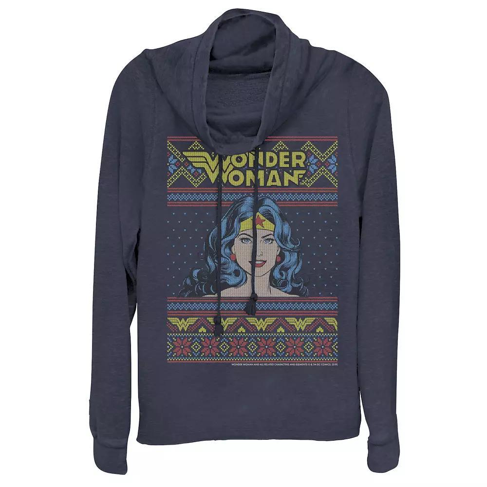 Juniors' DC Comics Wonder Woman Christmas Cowlneck Graphic Lightweight Long Sleeve, Girl's,  Product Image