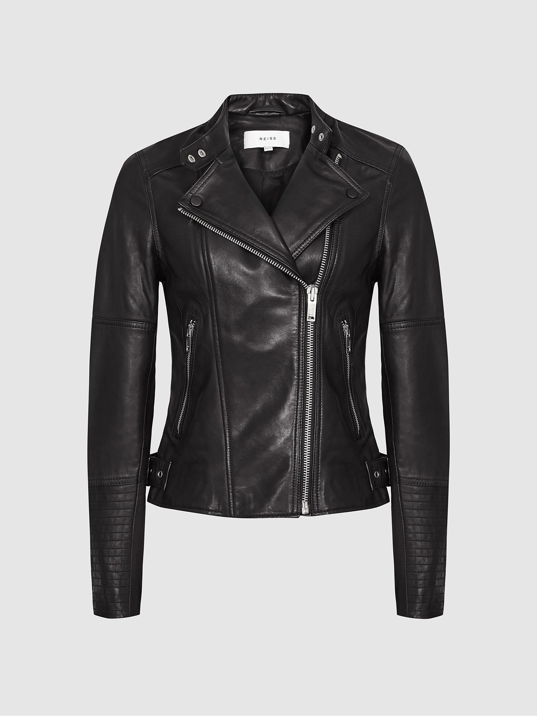 Leather Biker Jacket in Black Product Image