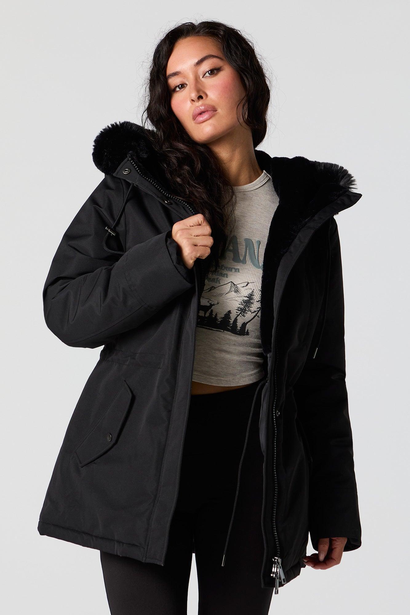 Faux Fur Lined Hooded Parka Female Product Image