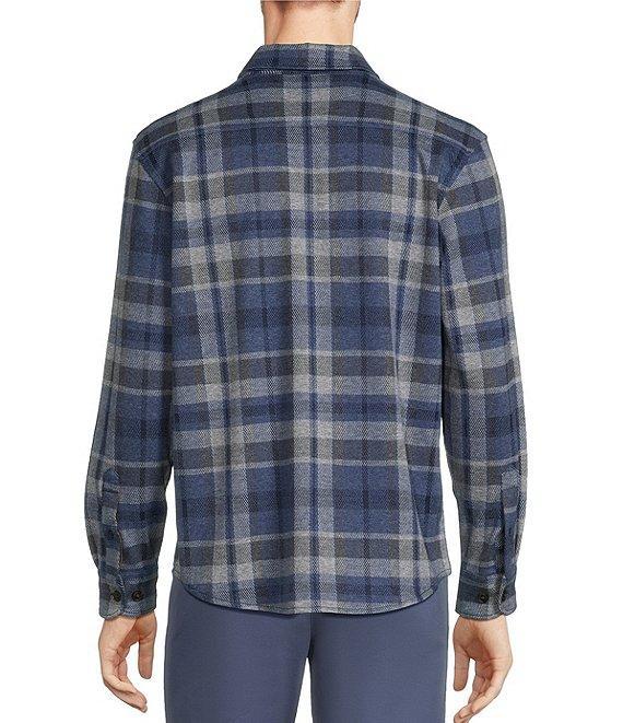 Roundtree & Yorke Long Sleeve Button Down Collar Large Plaid Knit Button-Front Shirt Product Image