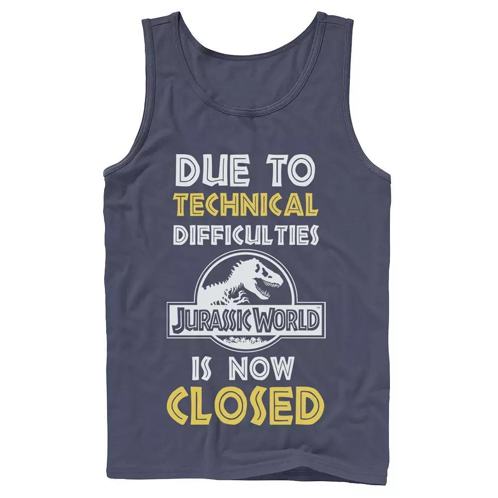 Men's Jurassic World Technical Difficulties Sign Tank Top, Size: Small, Red Product Image