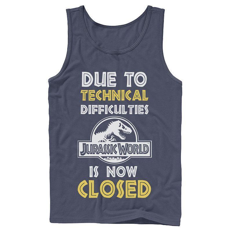 Men's Jurassic World Technical Difficulties Sign Tank Top, Size: Small, Red Product Image