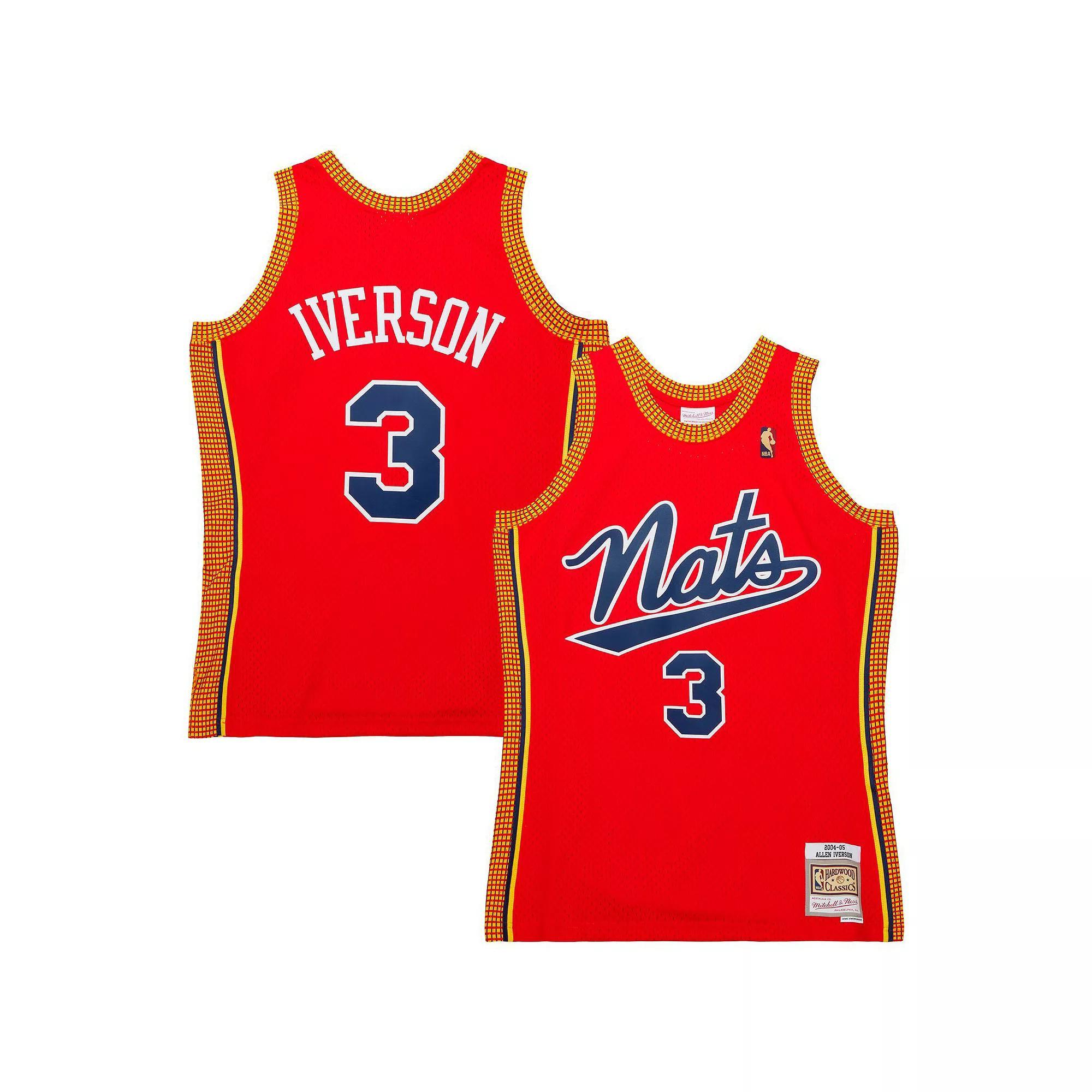 Mens Mitchell & Ness Allen Iverson Red Philadelphia 76ers Hardwood Classics Swingman Jersey Product Image