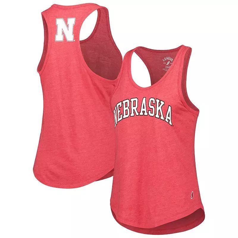 Womens League Collegiate Wear Heather Scarlet Nebraska Huskers Two-Hit Intramural Tri-Blend Scoop Neck Racerback Tank Top Product Image