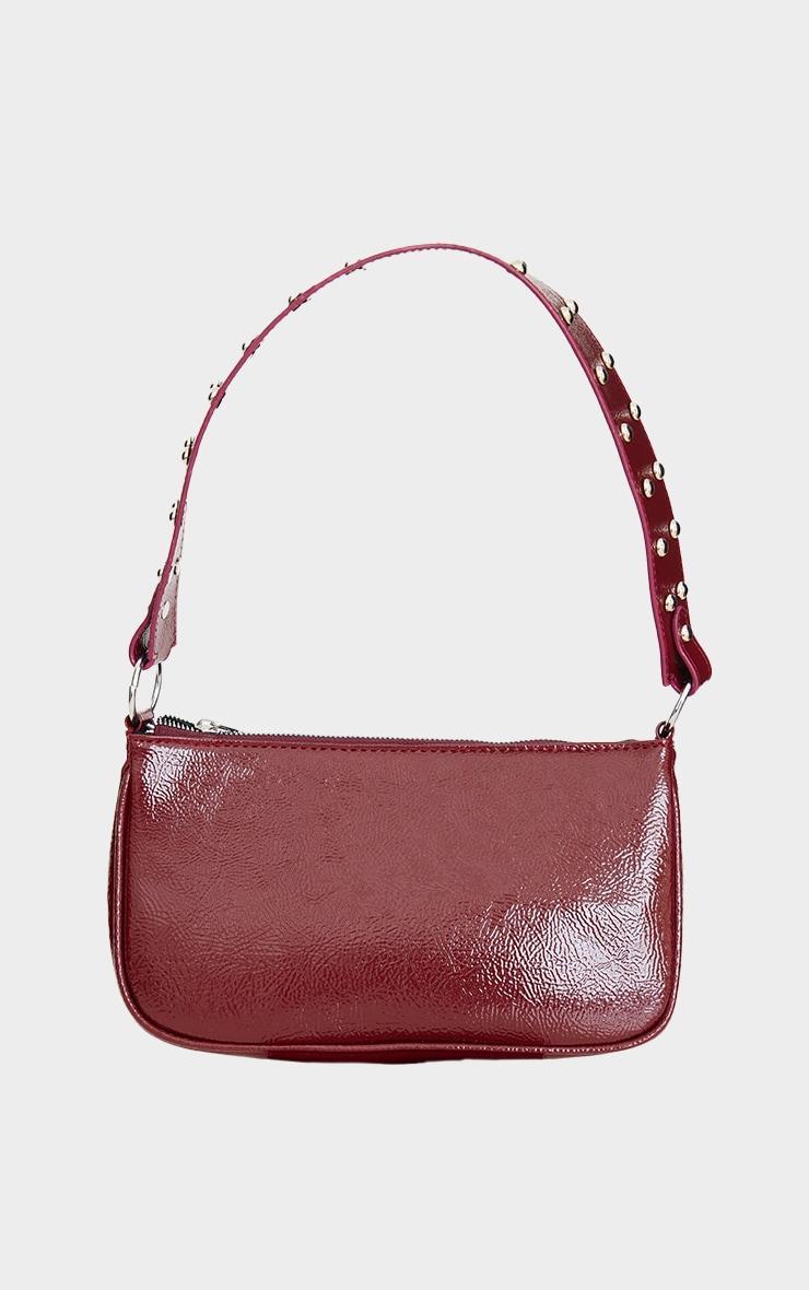 Burgundy Stud Handle Shoulder Bag Product Image