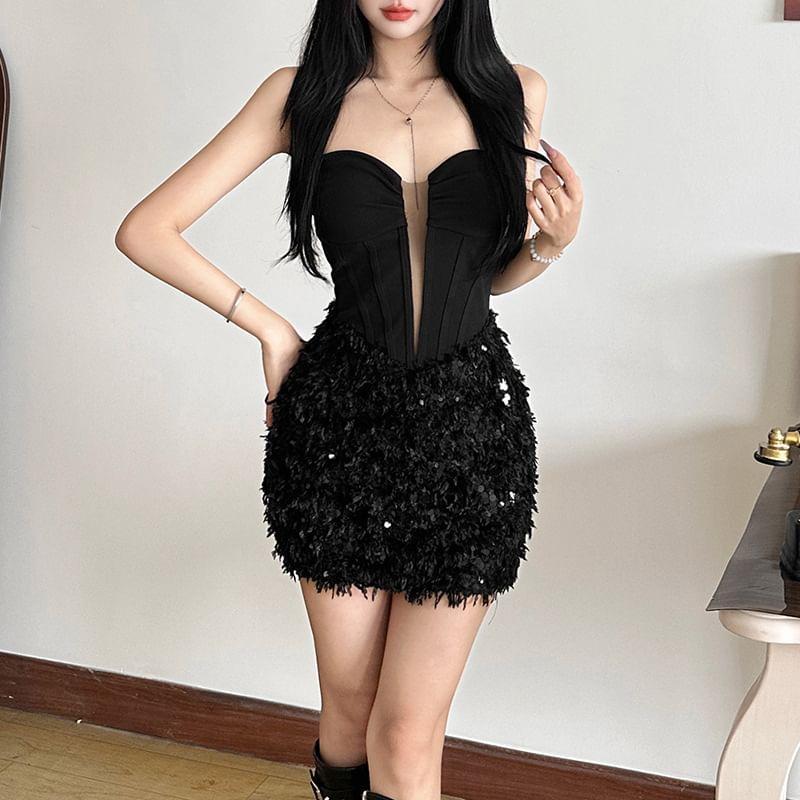 Strapless Sequin Mini Bodycon Dress Product Image