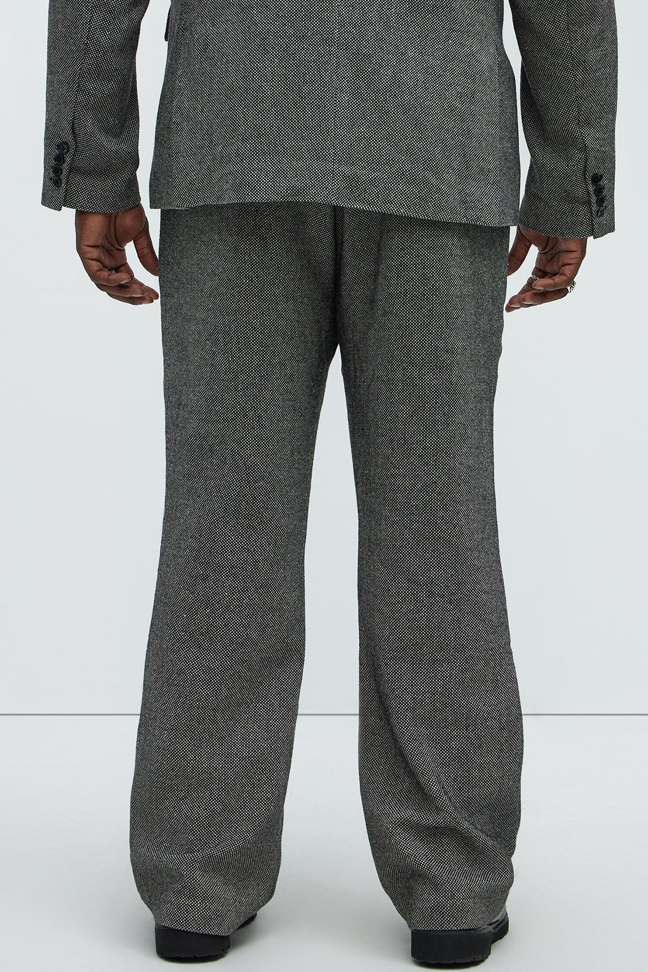 Hancock Tweed Textured Relaxed Straight Trousers - Charcoal Product Image