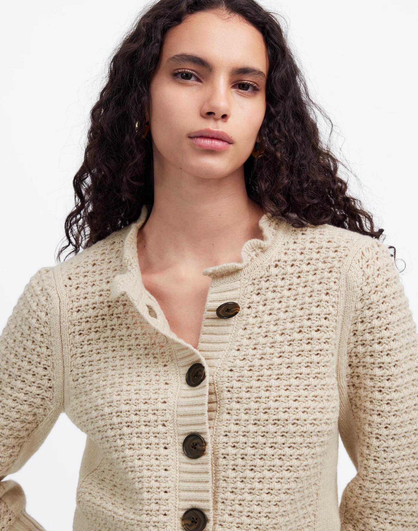 Scalloped Merino Wool-Blend Cardigan Product Image