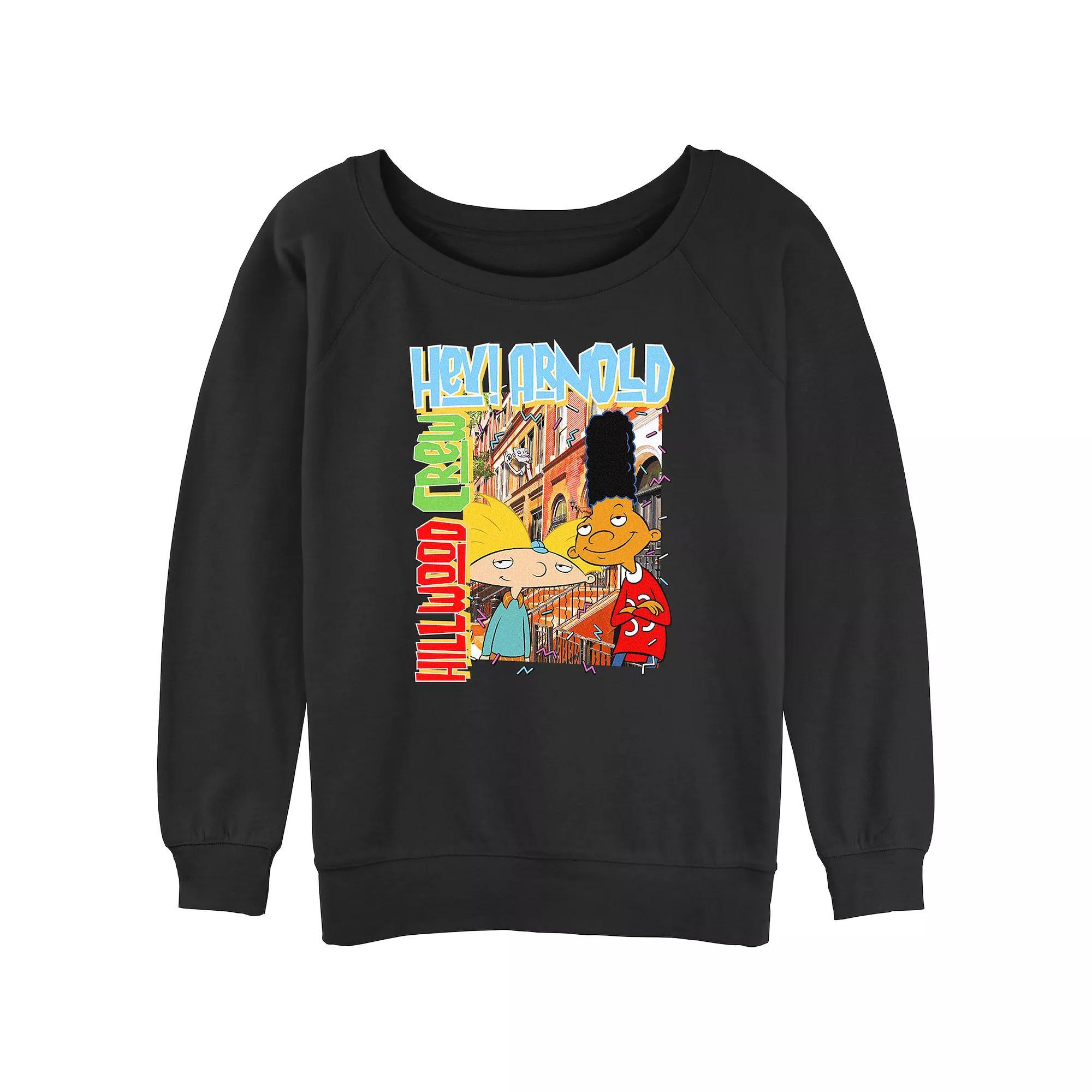 Juniors' Hey Hillwood Crew Slouchy Terry Graphic Pullover, Women's, Size: Medium, Black Product Image