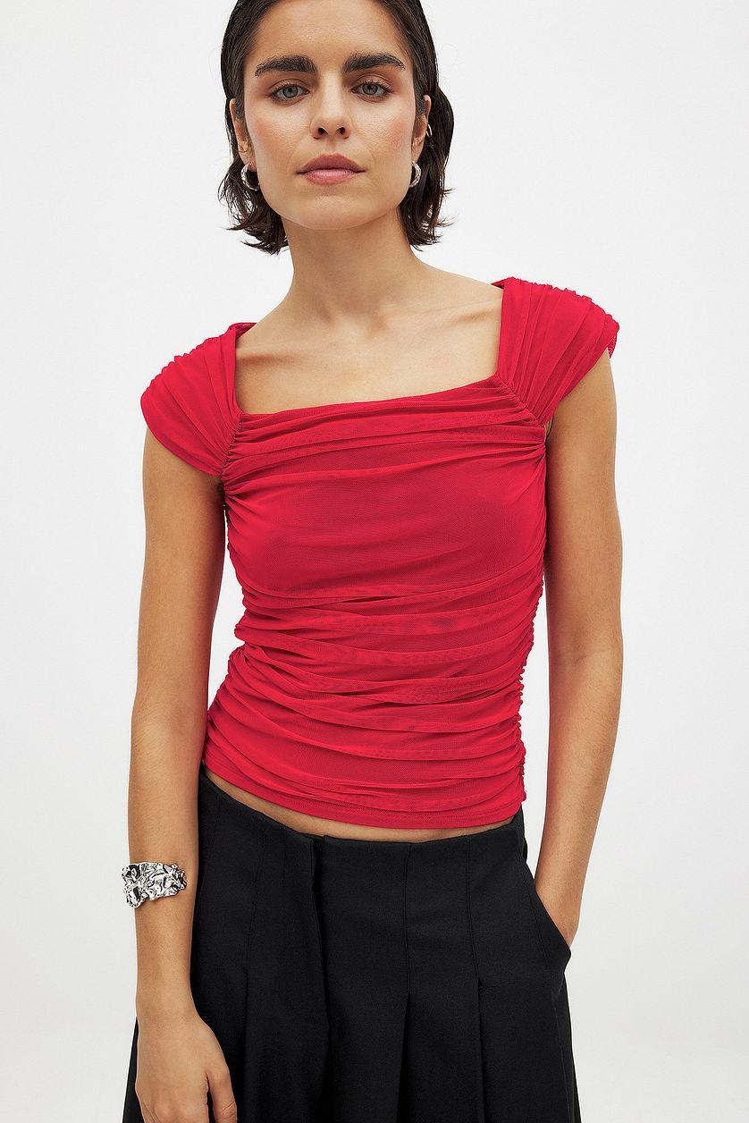 Scoop Neck Mesh Top Product Image