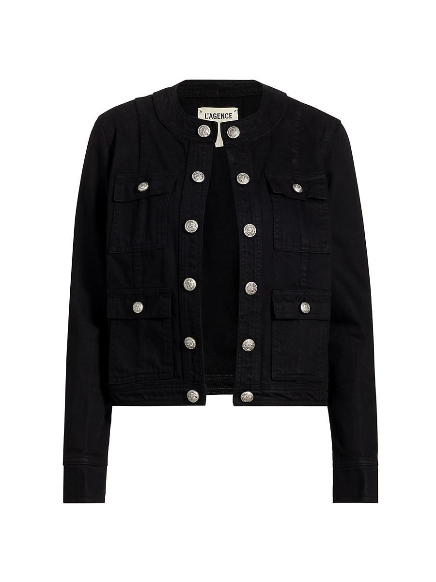 Womens Yari Denim Collarless Jacket Product Image