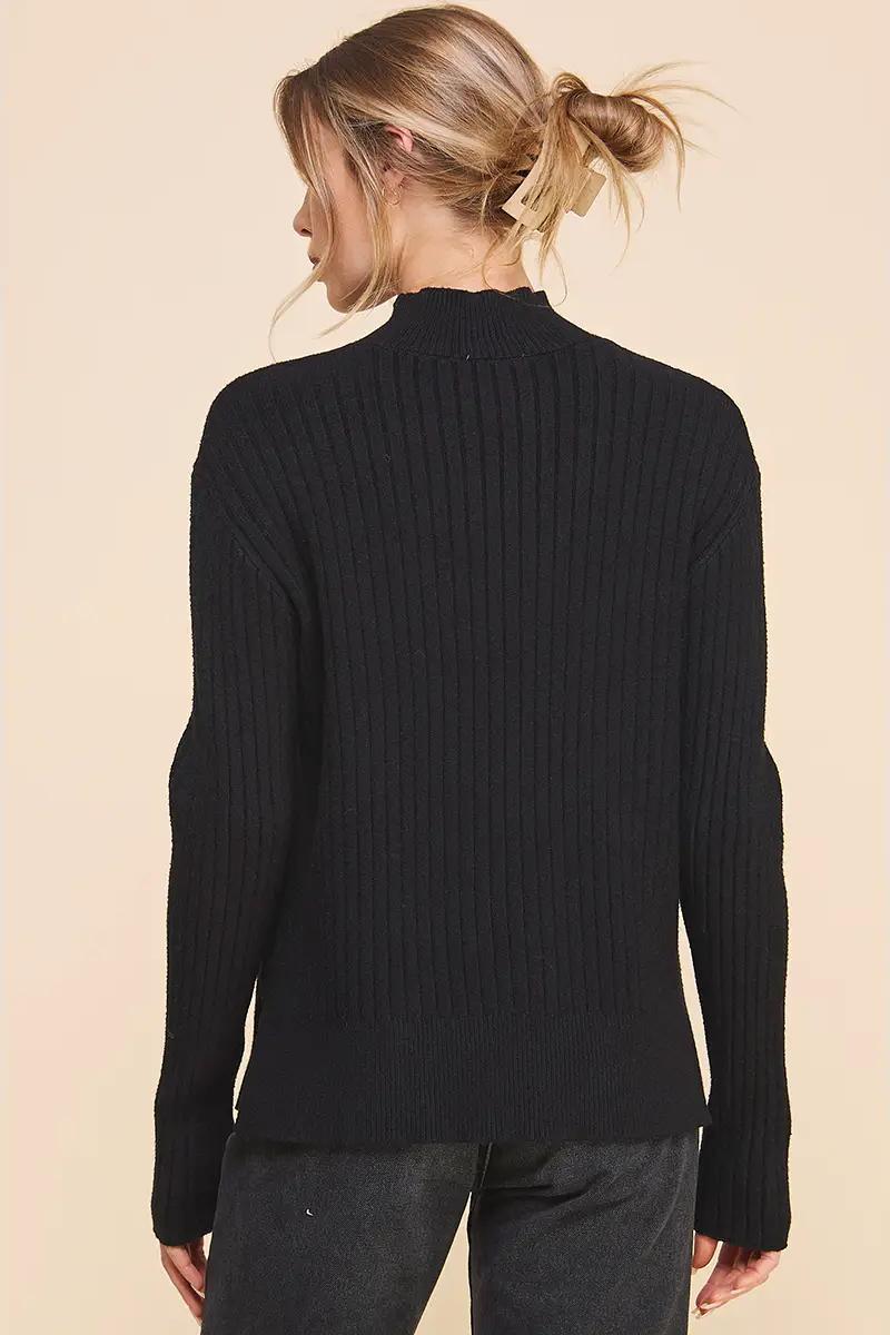 Cozy Ribbed Mock Neck Pullover Product Image