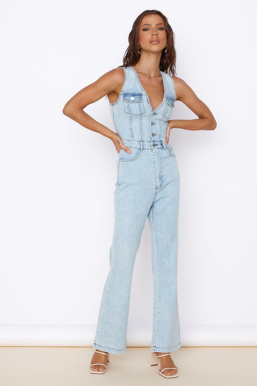 Wherever I Go Jumpsuit Blue Denim Product Image