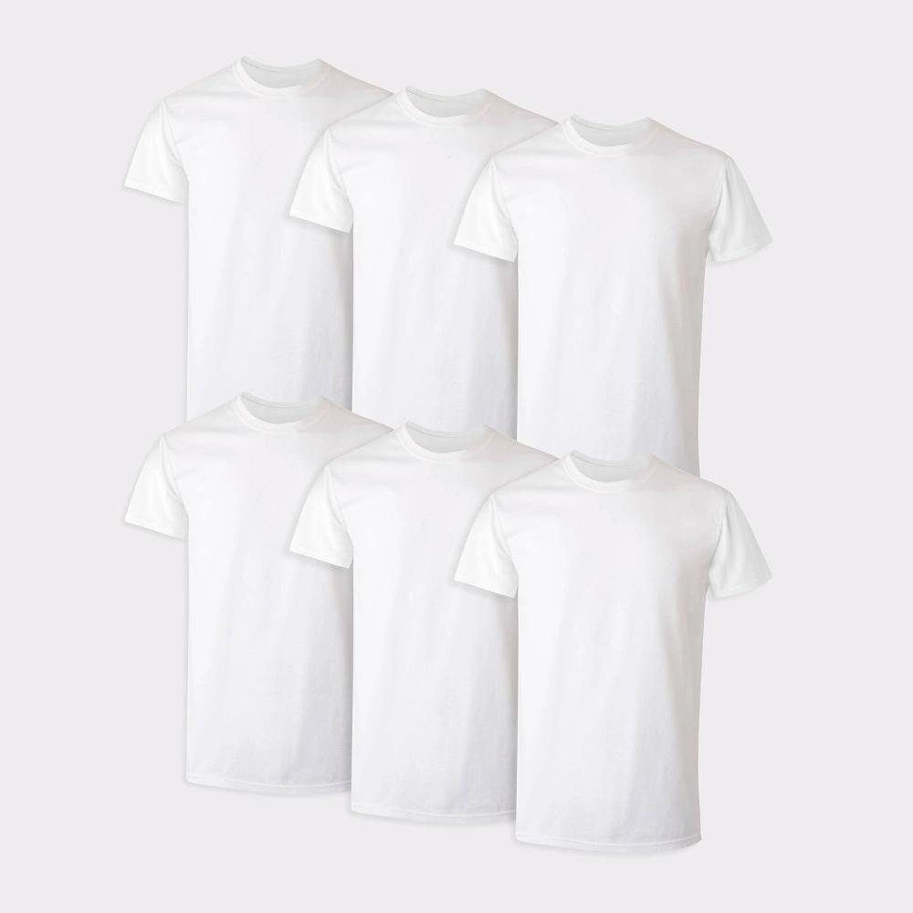 Hanes Men's Crewneck T-Shirt 6pk - White M: Tagless, Moisture Wicking Product Image