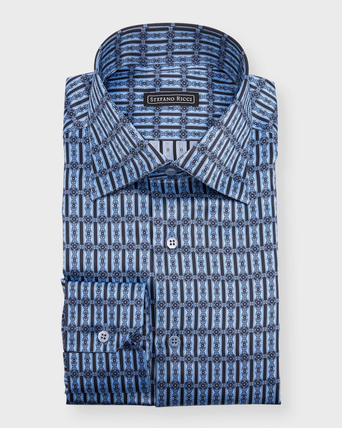 Men's Silk Geometric-Print Sport Shirt Product Image
