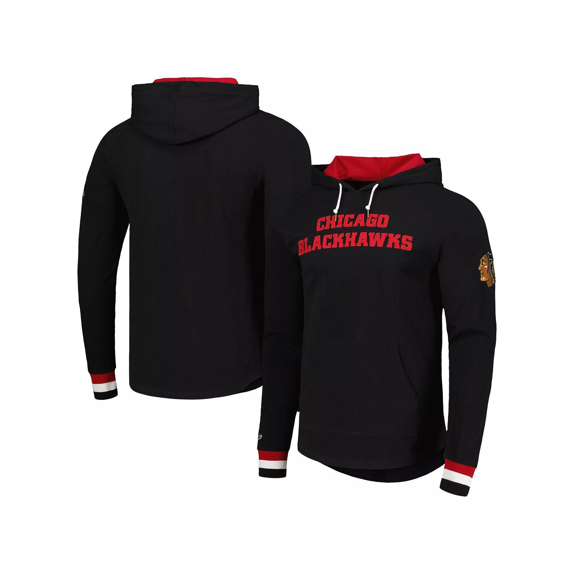 Men's Mitchell & Ness Black Chicago Blackhawks Legendary Slub Hoodie Long Sleeve T-Shirt, Size: Small Product Image