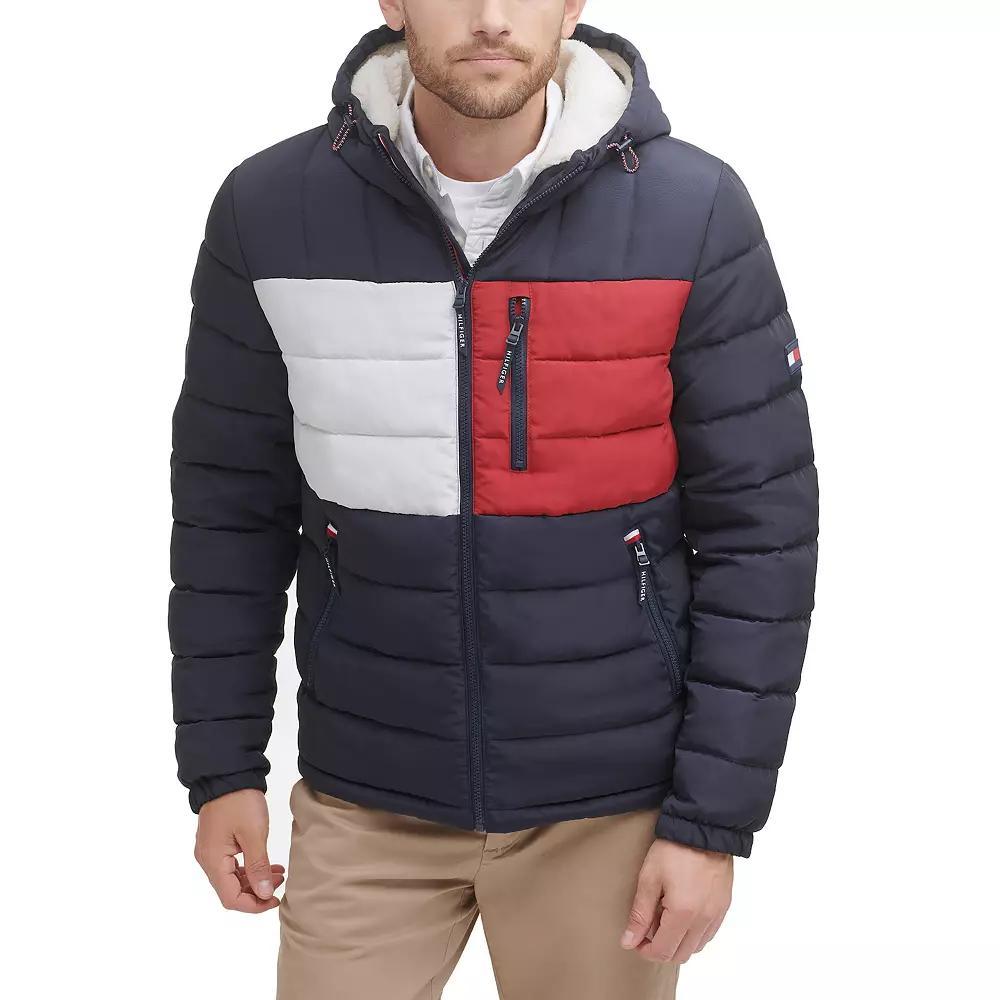 Men's Tommy Hilfiger Hooded Puffer Jacket with Sherpa Lined Hood,  Product Image