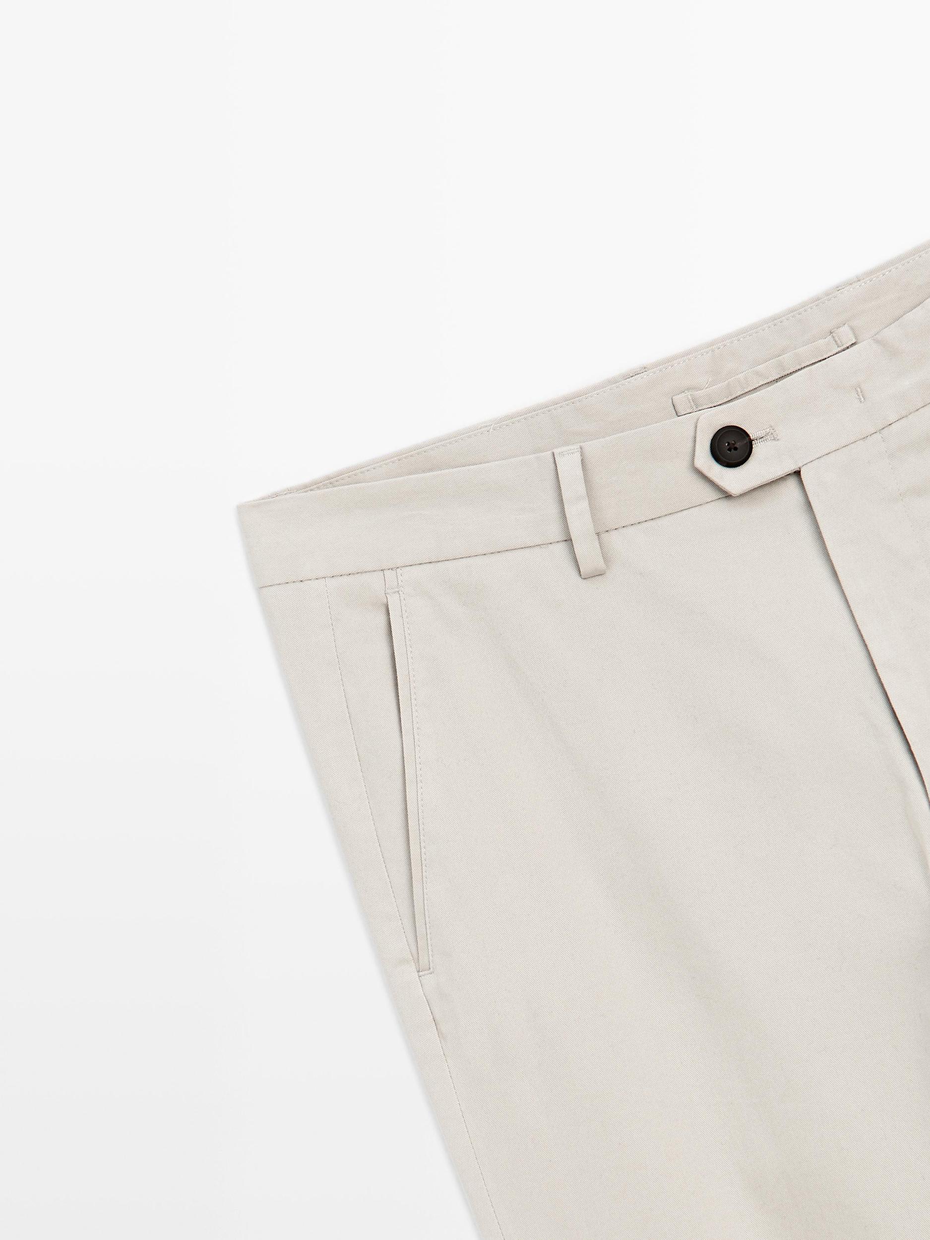 Cotton blend slim fit trousers Product Image