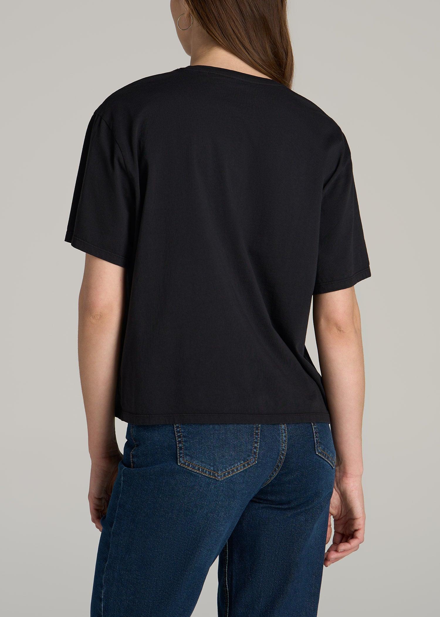 Boxy Short Sleeve T-Shirt for Tall Women in Black Product Image