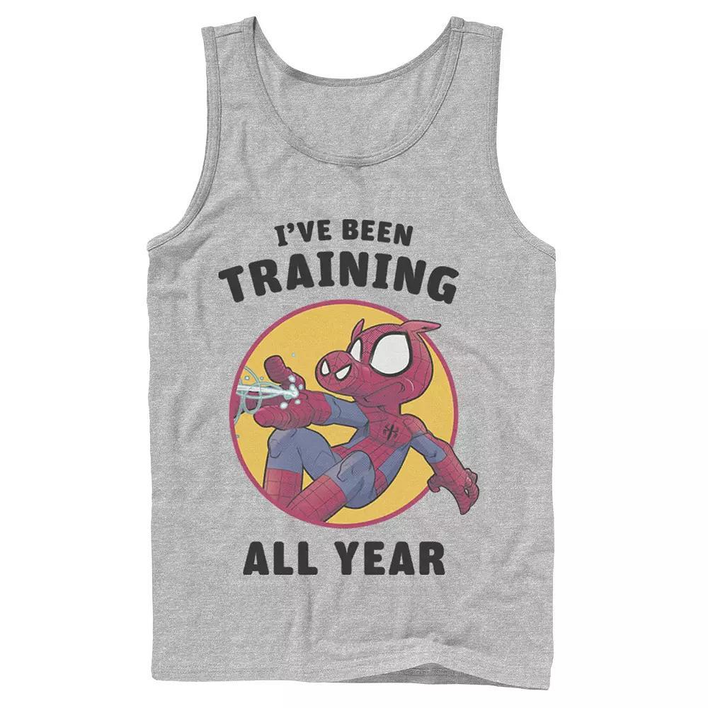 Men's Marvel Spider-Ham I've Been Training All Year Tank Top, Boy's, Size: Large, Athletic Grey Product Image