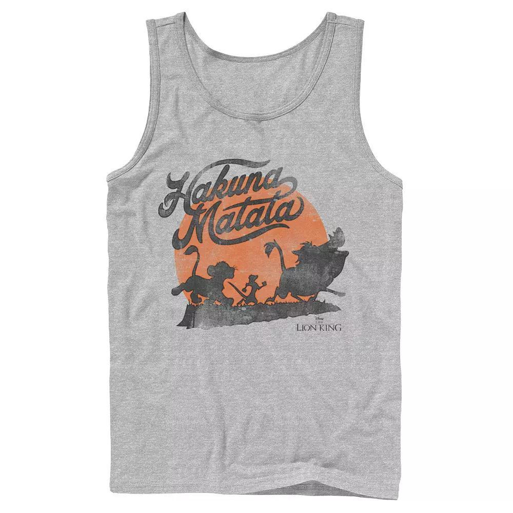 Disney's The Lion King Men's Hakuna Matata Orange Sunset Vintage Tank Top, Size: XXL, Athletic Grey Product Image