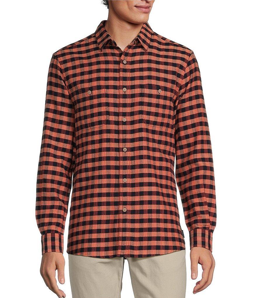 Rowm Long Sleeve Small Check Slub Button Front Woven Shirt Product Image